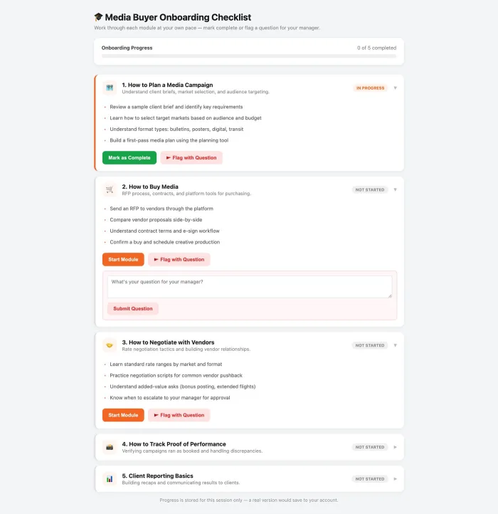 Media buyer onboarding checklist